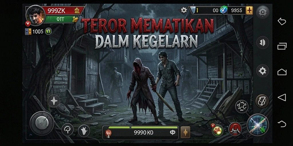 Screenshot menampilkan pengalaman menakutkan di dalam game 999ZK.