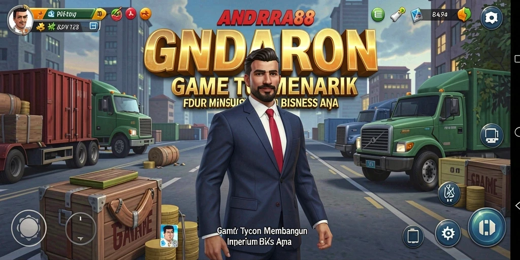 Tampilan gameplay ANDARA88 yang menampilkan strategi bisnis Tycoon.