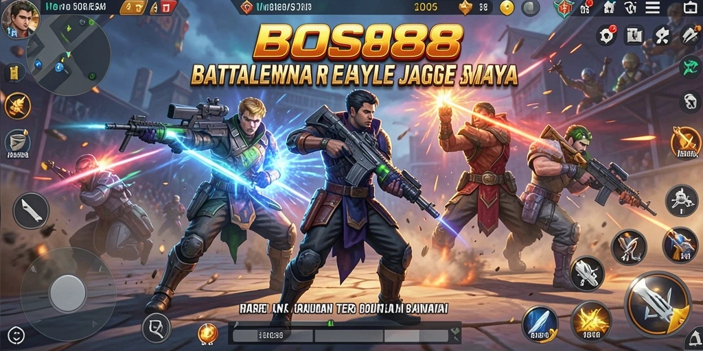 Screenshot gameplay BOS88 yang menegangkan di arena Battle Royale.