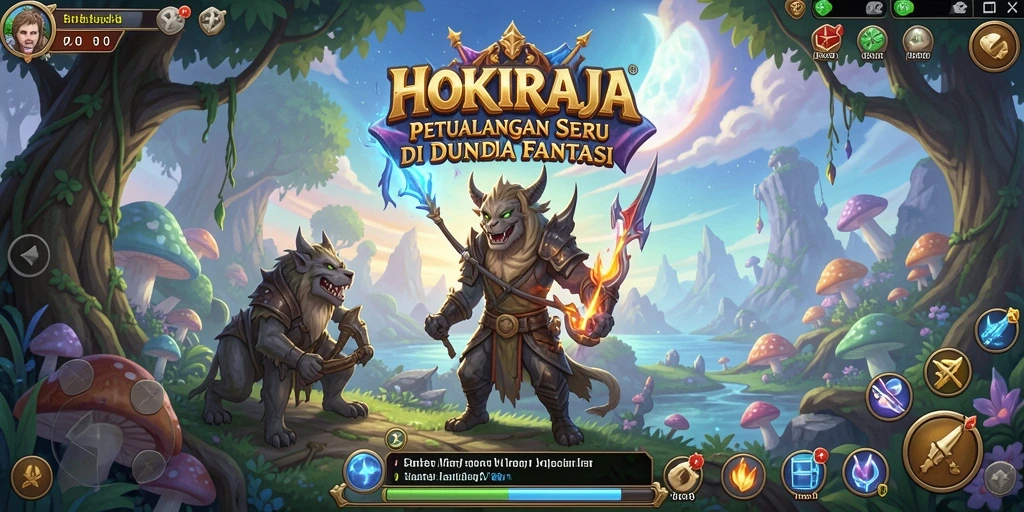 Screenshot HOKIRAJA menampilkan aksi seru dalam pertempuran RPG.