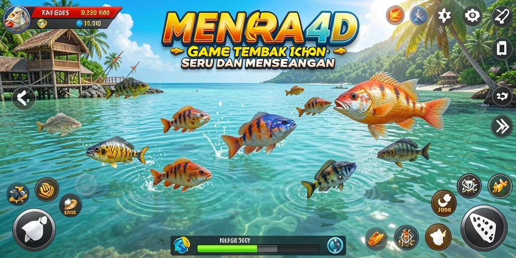 Tampilan gameplay seru di MENARA4D dengan aksi tembak ikan.