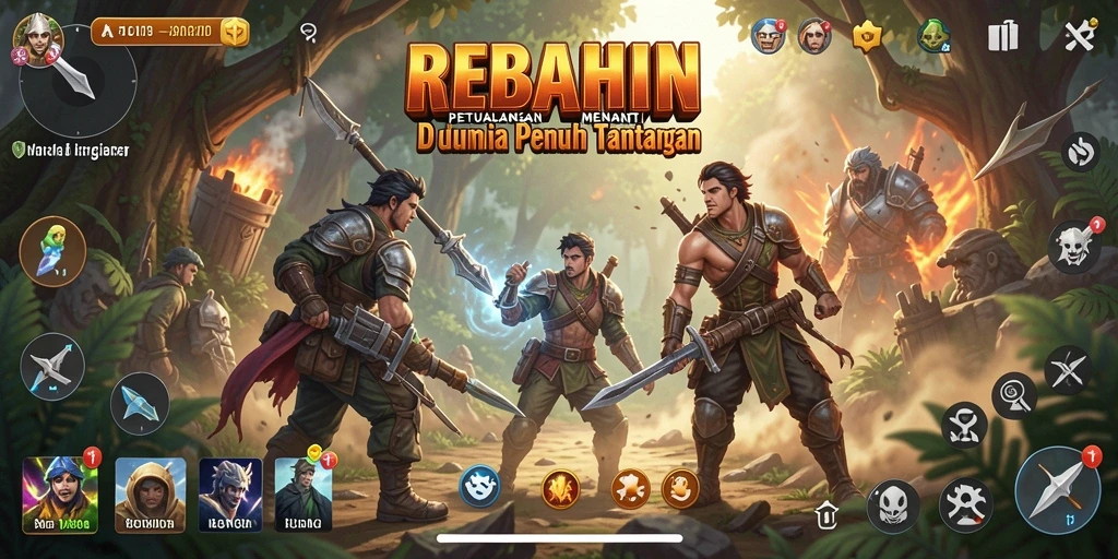 Tangkapan layar utama REBAHIN menampilkan pengalaman menegangkan saat pemain menyelesaikan misi.