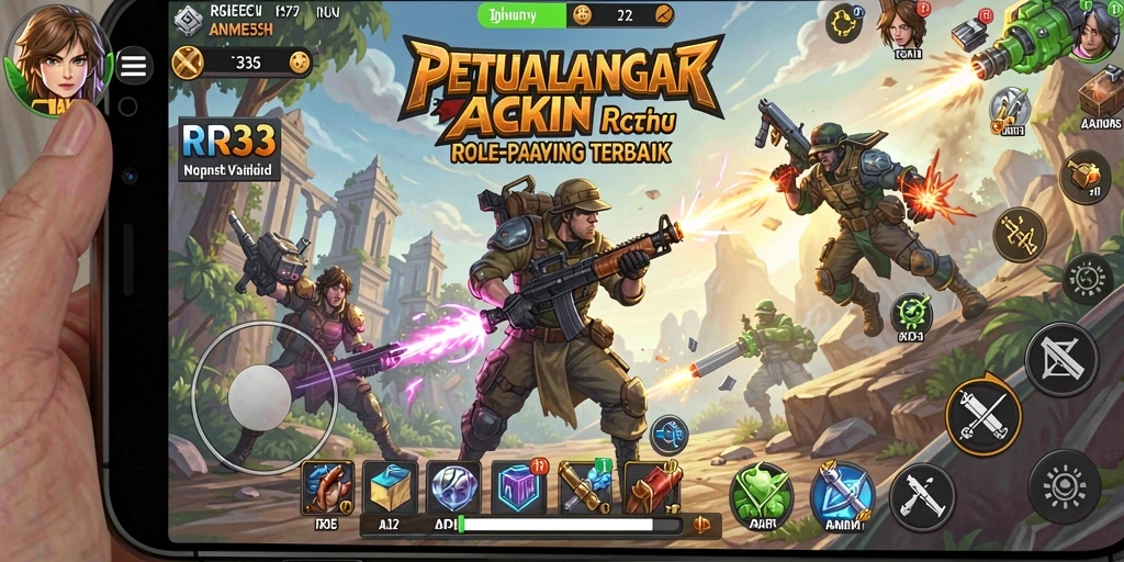 Tampilan gameplay seru dengan pertarungan aksi yang intens di RR33.