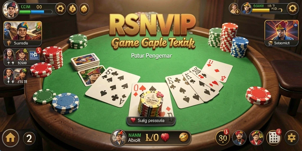 Tampilan menarik gameplay Gaple di RSNVIP dengan pemain aktif.