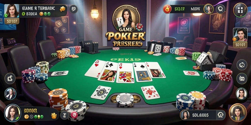 Tampilan gameplay seru dari SD107 yang menampilkan aksi Poker mendebarkan.