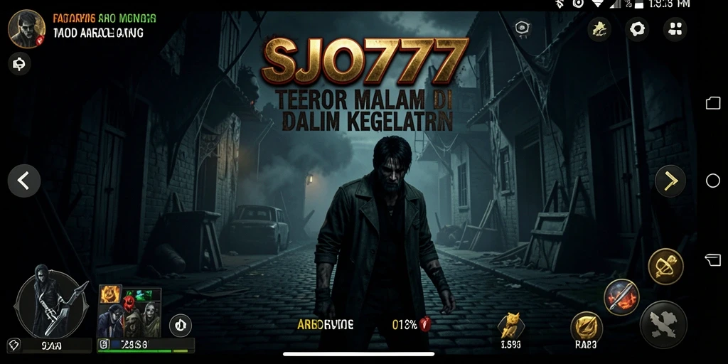 Screenshot utama menunjukkan suasana menyeramkan dari gameplay SJO777.