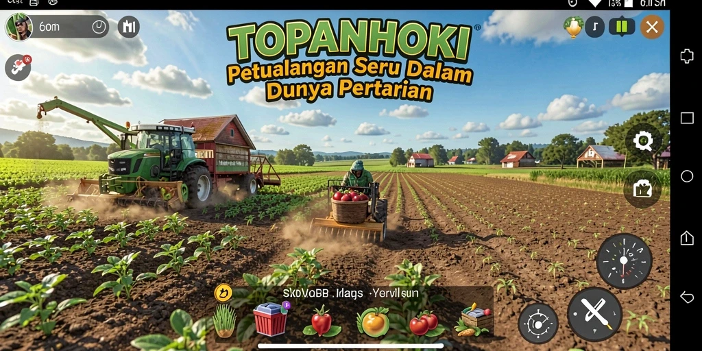 Tampilan seru gameplay TOPANHOKI dengan proses pertanian yang menarik.